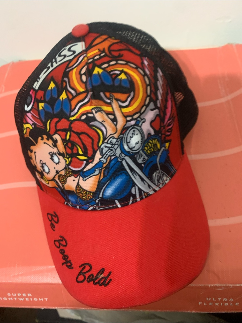 Betty Boop Red Graphic Trucker Hat - 'Be Boop Bold'